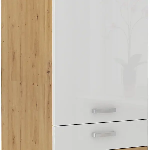 Vysoká skříňka pro vestavnou lednici Artisan 60 LO-210 2F Barva korpusu: Dub artisan, Barva dvířek: Bílý lesk