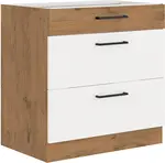 Spodní skříňka Vigo 80 D 3S BB - Premium Box Barva korpusu: Dub Lancelot, Barva dvířek: Bílý lesk