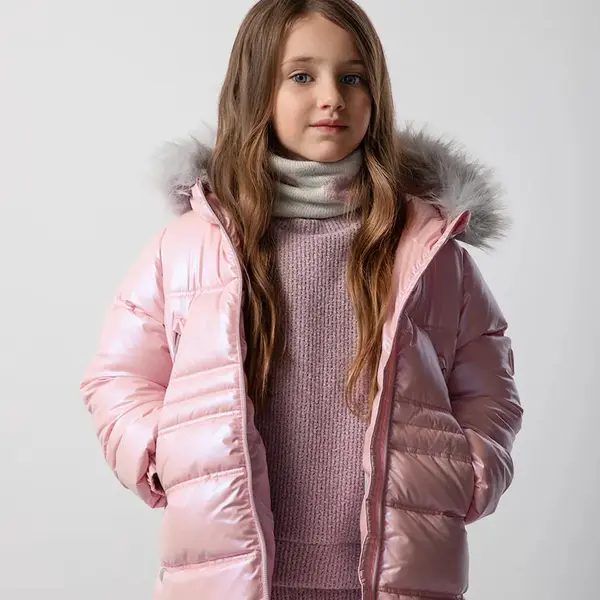 Dětská bunda Coccodrillo růžová barva, OUTERWEAR GIRL KIDS