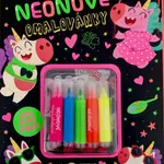 Neonové omalovánky se třpytivými samolepkami a fixami