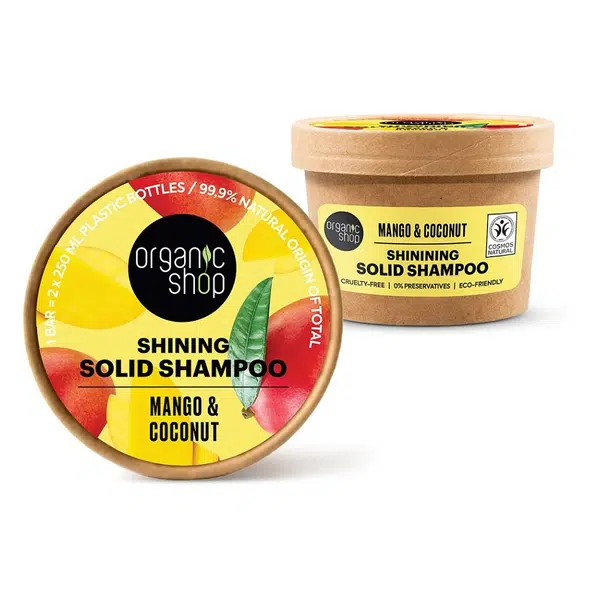 ORGANIC SHOP  Tuhý šampon pro lesk vlasů Mango a kokos 60 g