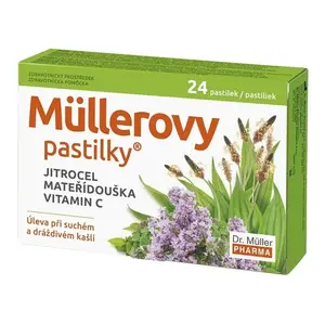 DR. MÜLLER Müllerovy pastilky s jitrocelem, mateřídouškou a vitaminem C 24 pastilek
