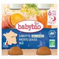 BABYBIO Večerní menu Mrkev se sladkými brambory a pšenicí 2x200 g