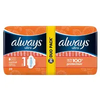 ALWAYS  Ultra Normal Plus Duo vel.1 Hygienické vložky s křidélky 20 ks