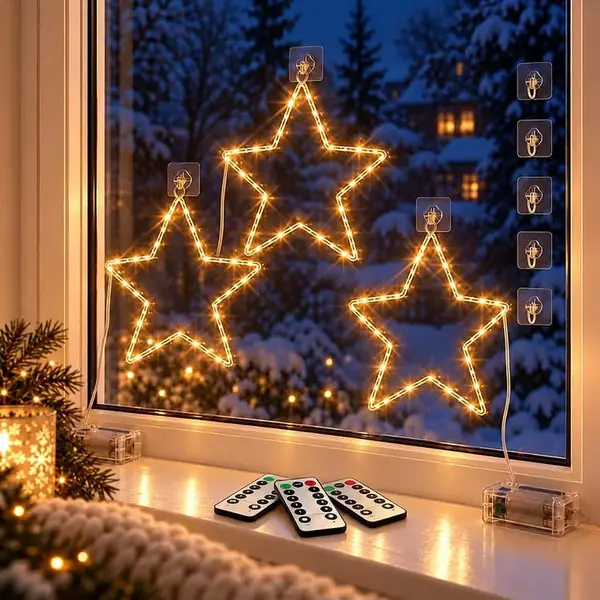 Relaxdays HVĚZDA Bílá LED 3ks 30 cm teplá bílá