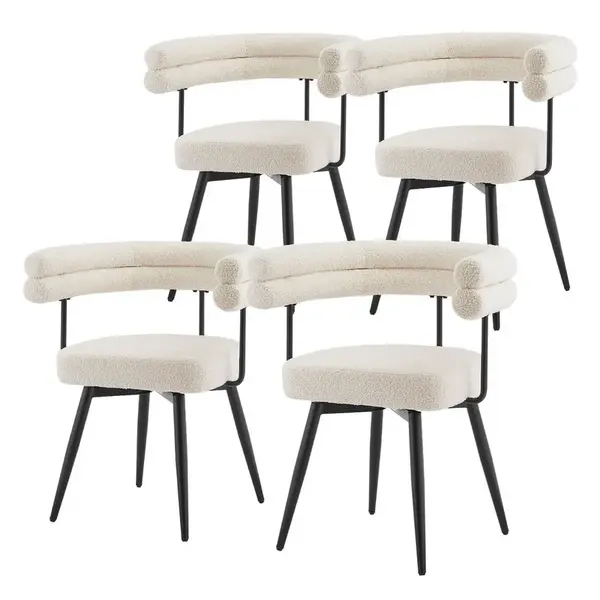 ML-DESIGN JÍDELNÍ ŽIDLE otočné, sada 4 ks, béžová látka Teddy