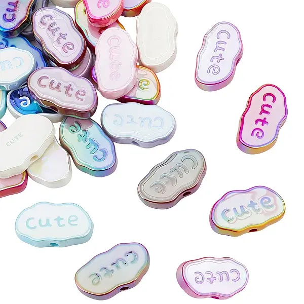 40Pcs UV Plating Luminous Acrylic Beads