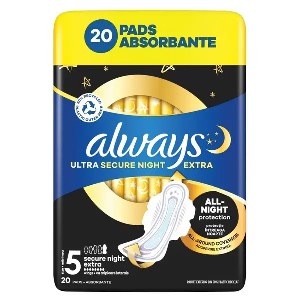 ALWAYS Hygienické vložky Secure Night S5 20 kusů