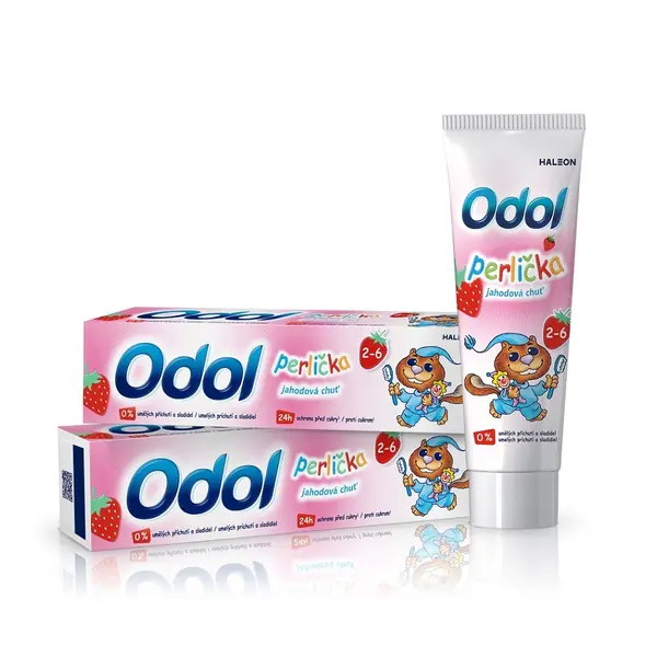 ODOL Perlička Zubní pasta pro děti s jahodovou příchutí 2 x 50 ml