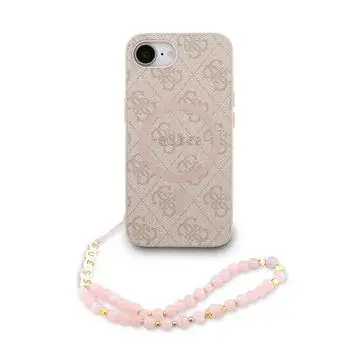 Zadní kryt Guess PU Leather 4G Colored Ring Strap MagSafe pro Apple iPhone 14, růžová