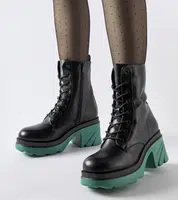 Gemre Black insulated ankle boots on a teal heel Cost