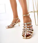 Gemre Gold Closed Sandals with Zirconia Emolla
