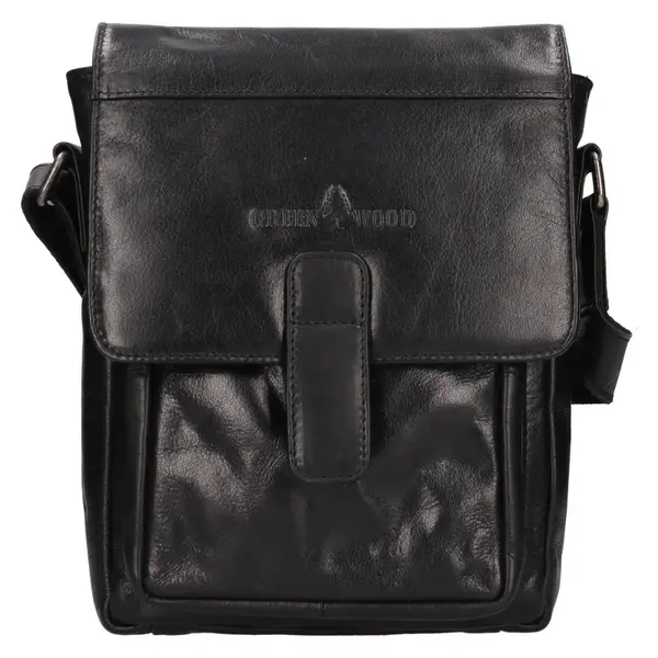 Pánská kožená taška přes rameno Greenwood Nito - černá